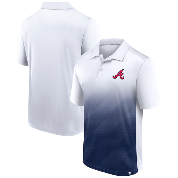 Men's Atlanta Braves White/Navy Iconic Parameter Sublimated Polo Men's Atlanta Braves White/Navy Iconic Parameter Sublimated Polo